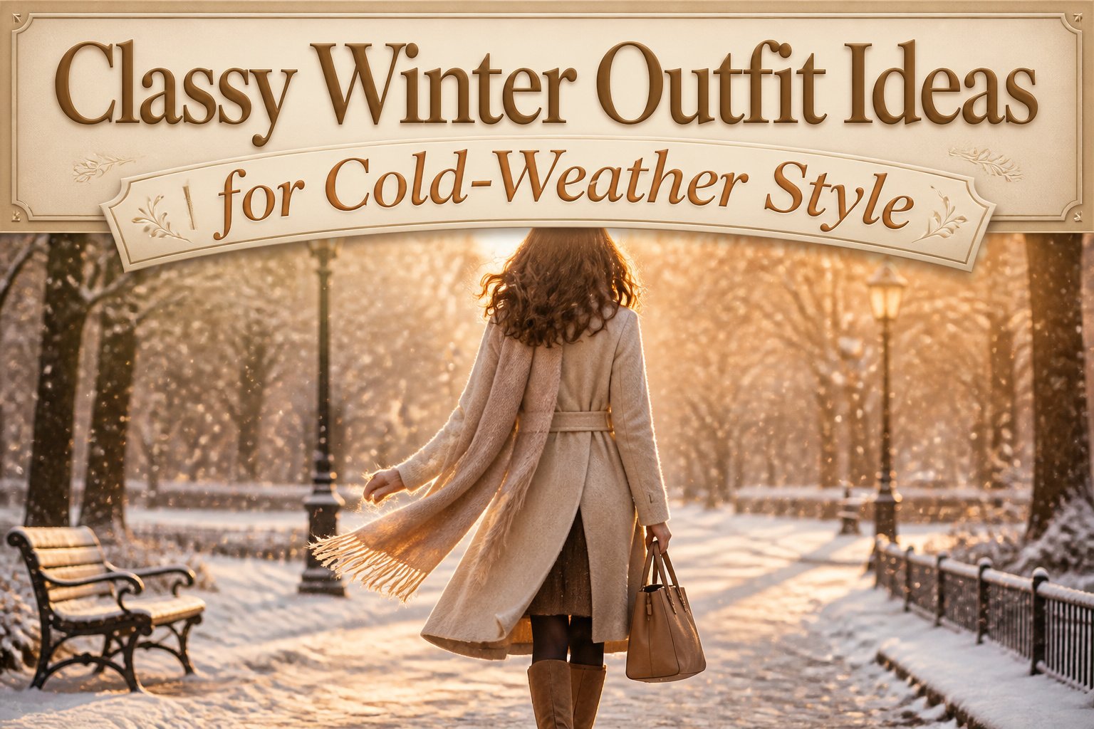 Various winter outfits displayed in a stylish arrangement.