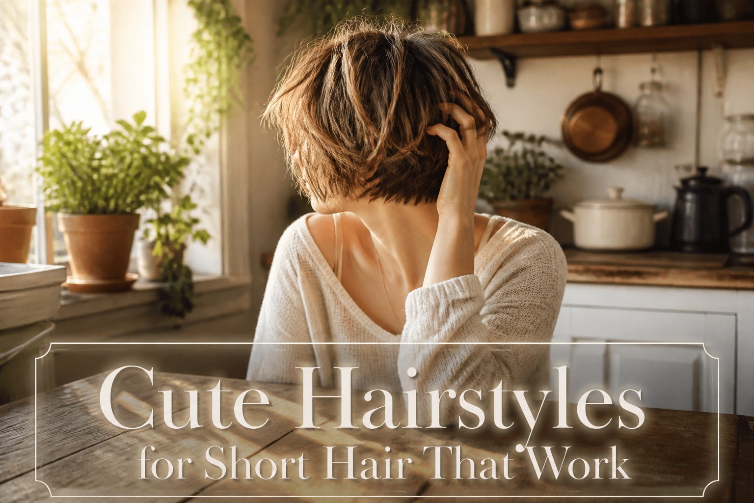 A collage of various cute short hairstyles for 2026.