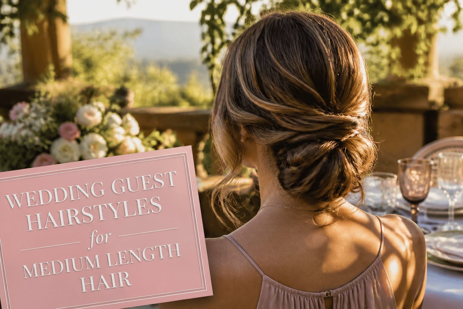 A collection of wedding guest hairstyles for medium-length hair.